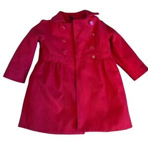 Baby Gap Vintage Red Trench Coat 3 years Double-Breasted Long Jacket